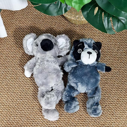 Blue Grey Racoon Plush Squeaky Dog Toy with Bungee Leg Puppy Teething Chew Toy Cute Soft Indoor Outdoor Interactive Stuffed Animal Dog Toy for Small Medium Large Dogs Toy Gift 30.5cm/12.01in