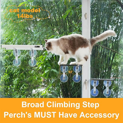 9.5"x7" Petite Cat Window Step (1pc),Leading Cat Easy Climb Up to Higher Large Perch or Safty Down to Windowsill,Durable Small Stair Ladder for Creating Vertical Playground on Window or Door