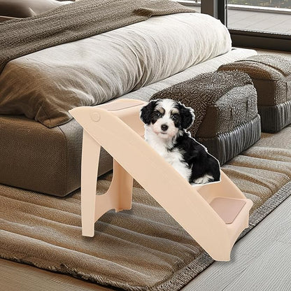 KUAFU Dog Stairs for Small Dogs Cats 18.5" H 4-Steps Folding Pet Steps for Couch Sofa and Bed PP Plastic