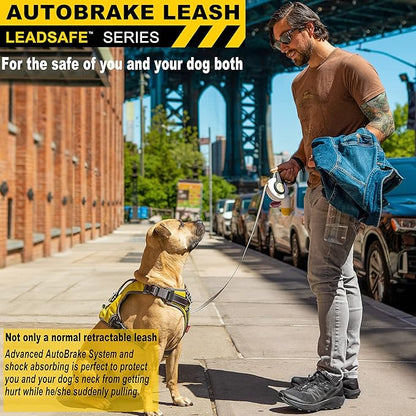 FIDA AutoBrake Retractable Dog Leash. Advanced Patented Design for Dog Pulling, 16 ft Heavy Duty No Pull Pet Walking Leash for Large Breeds. Tangle Free, Soft Grip, Large Size