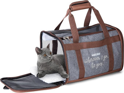 Star Wars for Pets The Mandalorian Soft Pet Carrier “Wherever I go, he goes” Gray & Brown | for Pets 15 x 9 x 9 Dog Travel Bag| Luggage Carrier for Dogs, Fits Under Plane Seat (FF19733)