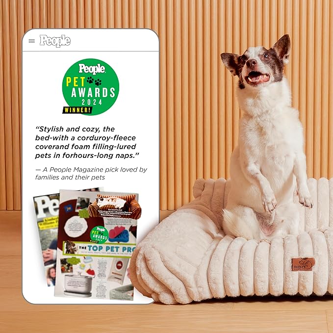 Bedsure ComfyFleece™ Cute Cat Couch for Pets - As Seen on TV on Good Day New York, Small Medium Dog Bed, Supportive Couch Bed for Small Dogs, 30 Inch, Cream