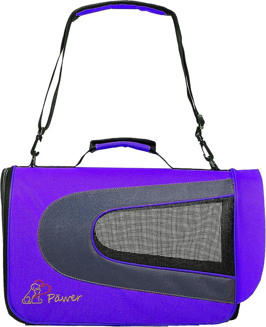 Pawer 18” x 11”x 11” Soft-Sided Foldable Airline Approved Pet Carrier for Cat, Puppy and Small Dog, Washable 600D Oxford Fabric, with Handle and Strap for Carry, Multiple Colors Available