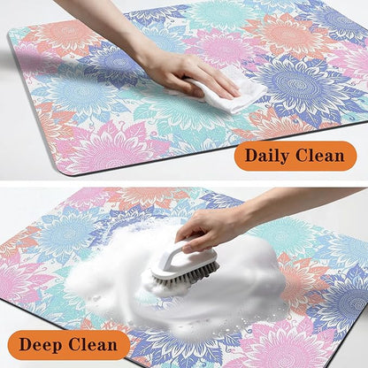 Pet Feeding Mat for Floors Waterproof Dog Mat for Food and Water Absorbent Quick Dry Non Slip mat for Cat Bowls