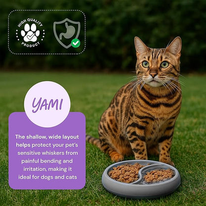 YAMI Dog Lick Bowl, Lick Mat for Dogs, Wet Food Cat Slow Feeder, Freeze Bowl, Enrichment & Puzzle Toy for Anxiety Relief, Food-Grade Silicone, Suction Cups, Dishwasher Fit, for All Breed (Light Gray)