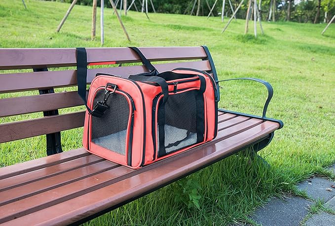 Soft Sided Carrier for Small Medium Cats Dogs ,Removable Pad Collapsible Travel Pet Carrier Large Watermelon