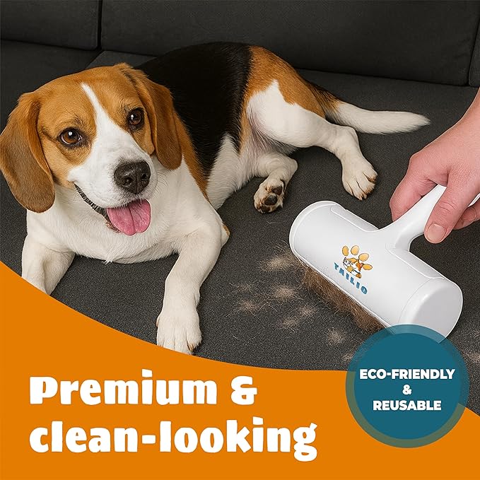 Pet Hair Remover with Fur Collector - Easy to Use Pet Hair Removal Tool - Cat & Dog Hair Remover for Couch, Furniture, Clothes, Bedding, Car - Reusable Lint Roller (White)