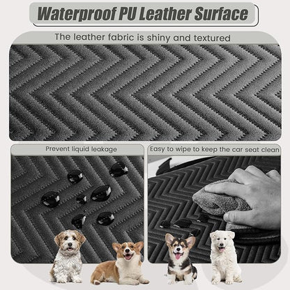 Leather Dog Car Seat for Small Dogs Under 20lbs, Dog Booster Seat with Metal Frame Construction Double-Layer Oxford Puppy Car Seats with Safety Leash Perfect for Small Pets Dogs Cats