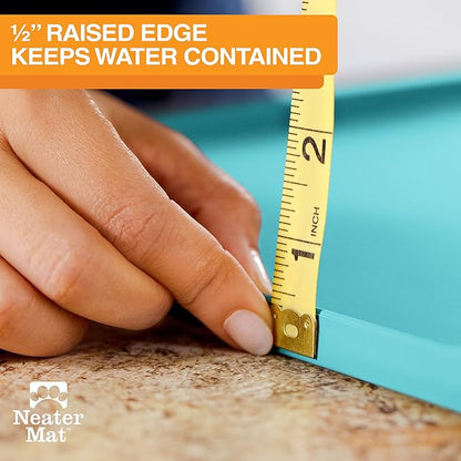 Neater Pet Brands Neater Mat Pet Mats for Food and Water, Cat & Dog Bowl Mat Waterproof Silicone, Feeding Tray, Dog Food Mats for Floors, Placemat w/Raised Edge for Under Bowls, 32" x 24", Aquamarine