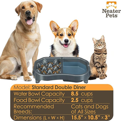 Neater Pet Brands Neater Slow Feeder Dog Bowls, Slows Down Fast Eating to Prevent Vomiting, Overeating, & Bloat, Dog Slow Feeder Bowl with Wide, Non-Slip Base, Holds 2.5 Cups Food and 8.5 Cups Water