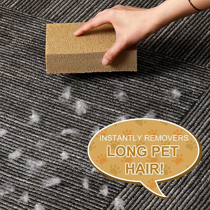 Pet Hair Remover Sponge Cat and Dog Hair Sponge Rubber Pet Fur Lifter Removal Tool, Remove from Furniture, Carpet, Bedding, Clothing, 6.26 x 3.28 x 1.89 Inch(Khaki,1 Pack)