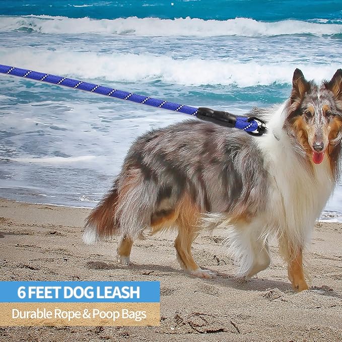 BAAPET 2/4/5/6 FT Dog Leash with Comfortable Padded Handle and Highly Reflective Threads for Small Medium and Large Dogs (6FT-1/2'', Navy Blue)