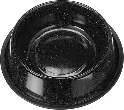 Neater Pet Brands - Outdoor Camping Style Pet Bowl - Enamel Ware Blue Black Granite Colors - Dog Cat No Tip Skid Bowls (64 oz, Black)