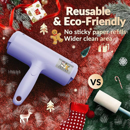 ORDORA Pet Hair Removal Tool: Reusable Lint Roller for Pet Hair - Portable Pet Hair Remover - Dog and Cat Hair Remover for Couch, Bedding, Car, Rugs & Furniture, for Multi-Pet Homes (Purple)
