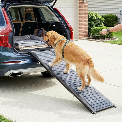 Dog Ramp - 72” x 19.5” Folding Dog Ramp for Car, Truck, SUV, or RV - Portable Ramps for Large Pets with Non-Slip Rug Surface - Pet Travel Accessories by PETMAKER (Black)