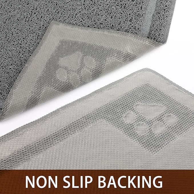 Prime Pets Dog Food Mat Waterproof, 35”x 24”, Pet Mat for Food and Water Bowl, Cat Bowl Mat for Floor, Grey