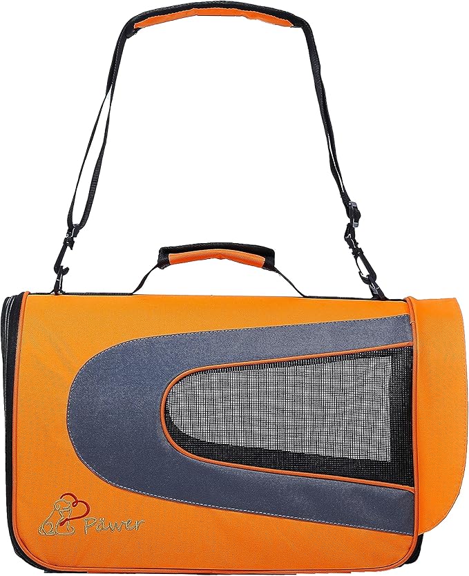 Pawer 18” x 11”x 11” Soft-Sided Foldable Airline Approved Pet Carrier for Cat, Puppy and Small Dog, Washable 600D Oxford Fabric, with Handle and Strap for Carry, Multiple Colors Available