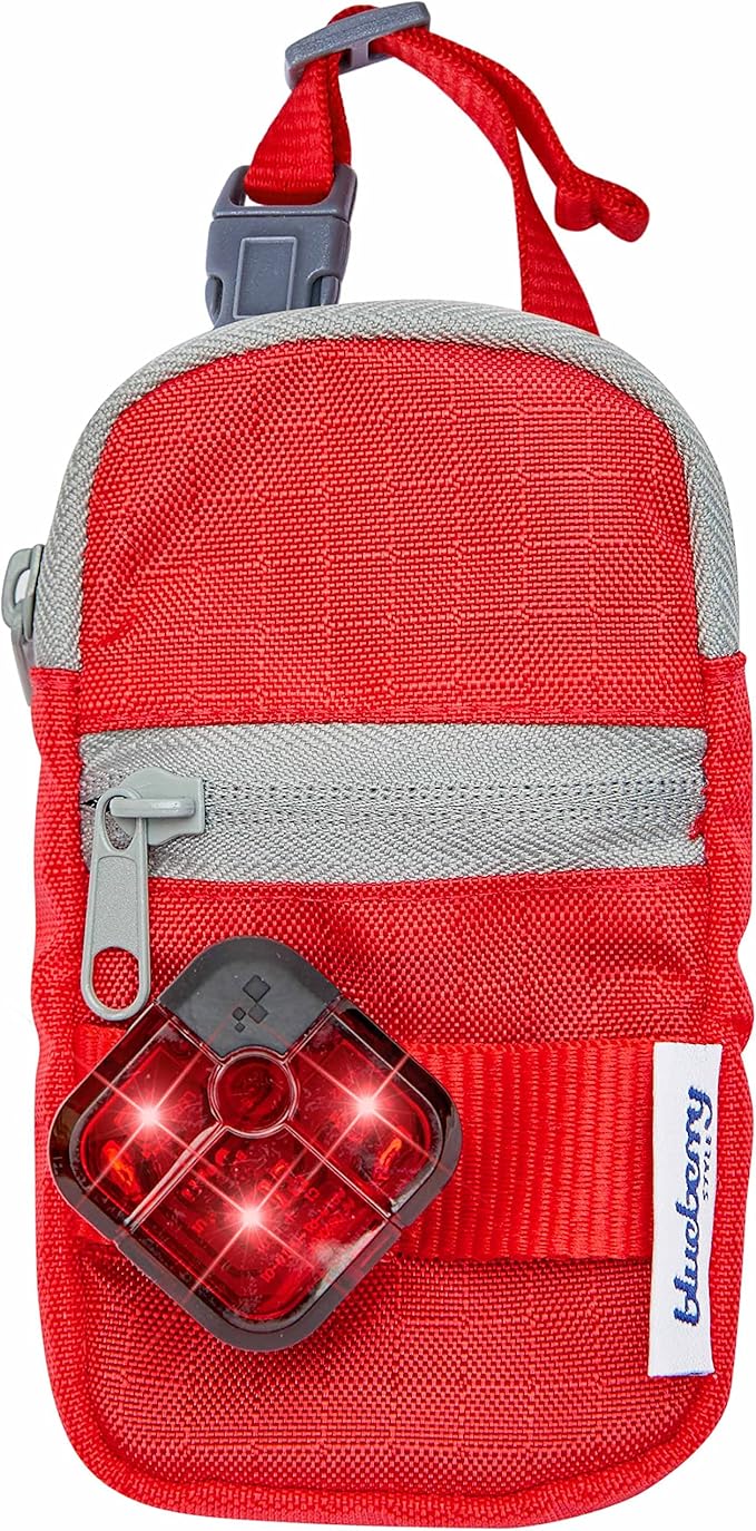 Blueberry Style Red Dog Waste Bag Dispenser, Dog Poop Bag Holder Leash Attachment, Includes 1 Roll of Free Poop Bags