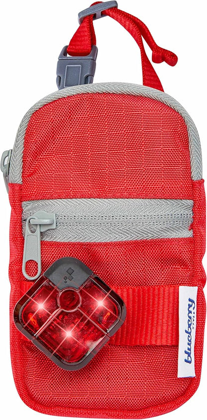 Blueberry Style Red Dog Waste Bag Dispenser, Dog Poop Bag Holder Leash Attachment, Includes 1 Roll of Free Poop Bags