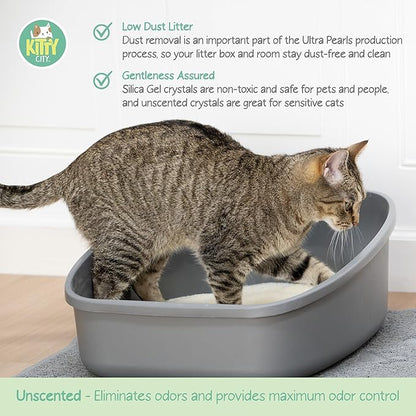 Kitty City pH Detecting Crystal Cat Litter, Silica Gel Crystals for Odor Control, Low Dust & Unscented, Health Monitoring Cat Litter, 6 lb