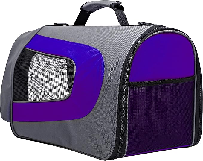 Pawer 18” x 11”x 11” Soft-Sided Foldable Airline Approved Pet Carrier for Cat, Puppy and Small Dog, Washable 600D Oxford Fabric, with Handle and Strap for Carry, Multiple Colors Available