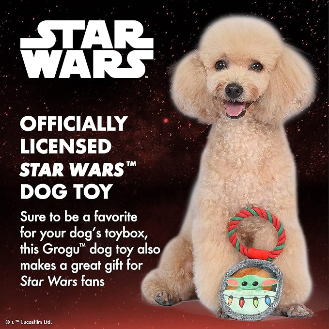 STAR WARS for Pets 4" GROGU Cradle Ornament Flattie Plush Dog Toy | The Mandalorian Holiday Pet Products GROGU | The Child Crinkle Pet Toy | for Pets (FF24155)