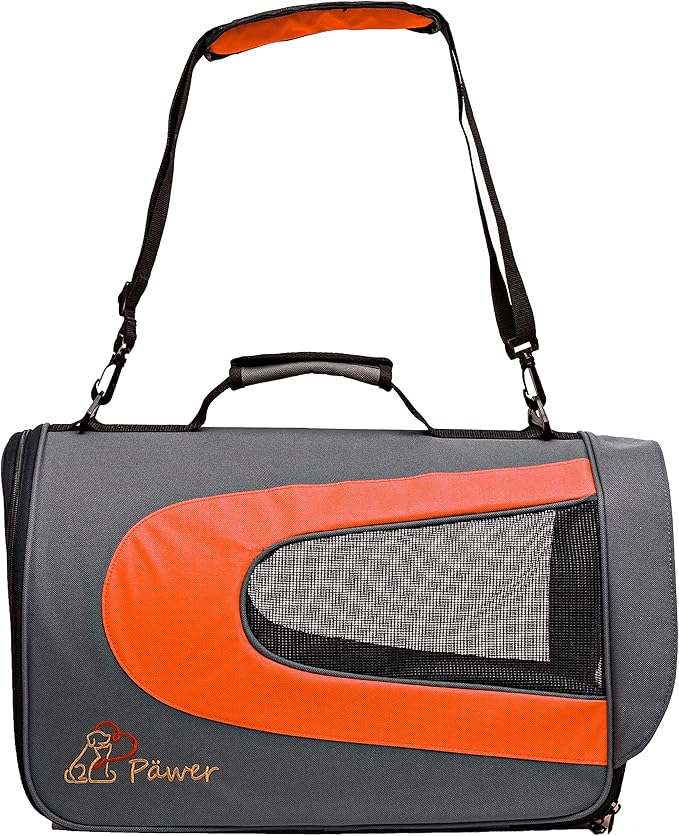 Pawer 18” x 11”x 11” Soft-Sided Foldable Airline Approved Pet Carrier for Cat, Puppy and Small Dog, Washable 600D Oxford Fabric, with Handle and Strap for Carry, Multiple Colors Available