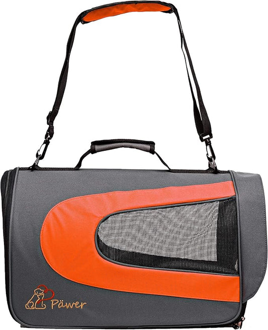 Pawer 18” x 11”x 11” Soft-Sided Foldable Airline Approved Pet Carrier for Cat, Puppy and Small Dog, Washable 600D Oxford Fabric, with Handle and Strap for Carry, Multiple Colors Available