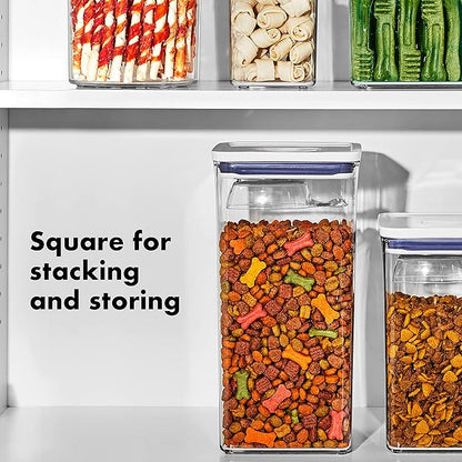 OXO Good Grips Pet Food Container 6.0 Qt | Clear | Airtight Seal | With Half Cup Scoop | Pack of 4