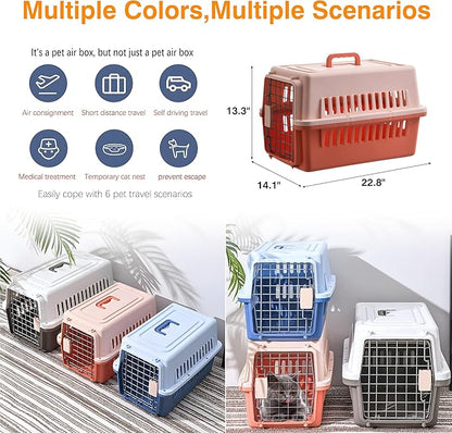 Pets Carrier,Kennel, 23in,Long,Hard-Sided,for Small Dog/Cat up to 20 lb,Suit for Airline/Road Travel (Orange, Large)