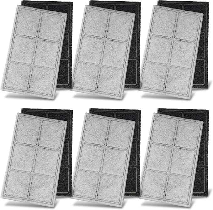 Cat Water Fountain Replacement Carbon Filters Compatible with PetSafe Drinkwell Platinum Pet Fountain, Premium Pet Water Fountain Filter (BLACK, 12 PACK)