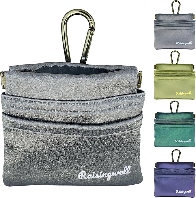 Raisingwell Dog Treat Pouch, Pocket Sized Pet Training Pouch, Hand Free Bronze Dog Walking Bag with Carabiner, Self-Closing Pet Feed Snack Reward, for Puppy Travel or Outdoor Use, NanoPTC