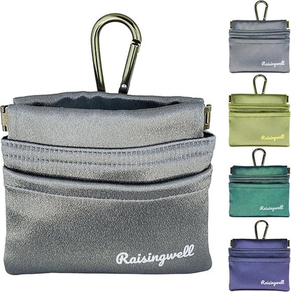 Raisingwell Dog Treat Pouch, Pocket Sized Pet Training Pouch, Hand Free Bronze Dog Walking Bag with Carabiner, Self-Closing Pet Feed Snack Reward, for Puppy Travel or Outdoor Use, NanoPTC