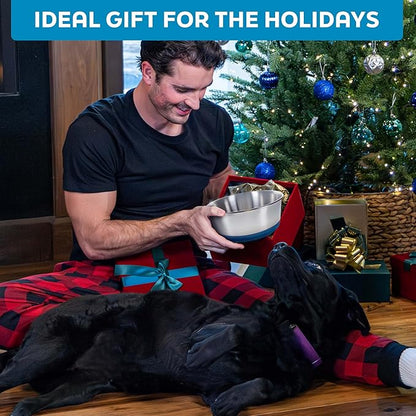 Master Pet Supply Stainless Steel Dog Bowls Set of 2 with Extra Thick Silicone Base - 8 Cup (64 oz) Navy Blue, Non-Slip, Dishwasher Safe Metal Bowls, Pet Dog Food Bowl for Dogs, Cats, Anti Rust