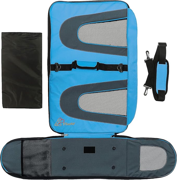 Pawer 18” x 11”x 11” Soft-Sided Foldable Airline Approved Pet Carrier for Cat, Puppy and Small Dog, Washable 600D Oxford Fabric, with Handle and Strap for Carry, Multiple Colors Available