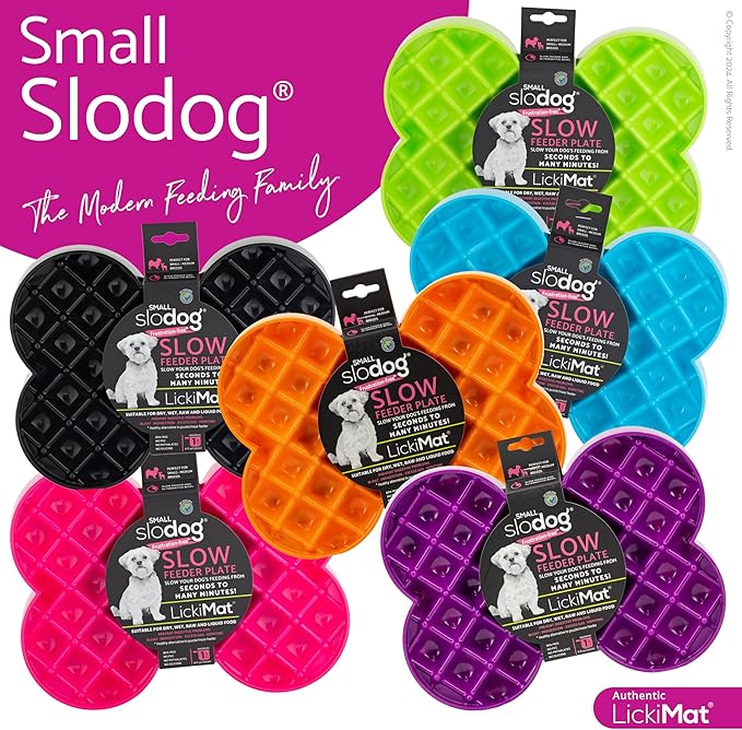 LickiMat Small Slodog Suitable for Wet Food, Raw Food, Kibble and Treats. Perfect Feeder for Small and Medium-Sized Dogs. No Gulp and No Frustration. (Pink)
