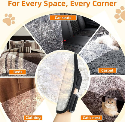 Pet Hair Removal Glove for Cats & Dogs, Patented Adjustable Strap, Reusable Five-Finger Grooming Glove with Secure Non-Slip Fit for Couch, Carpet, Clothing & Car Seat