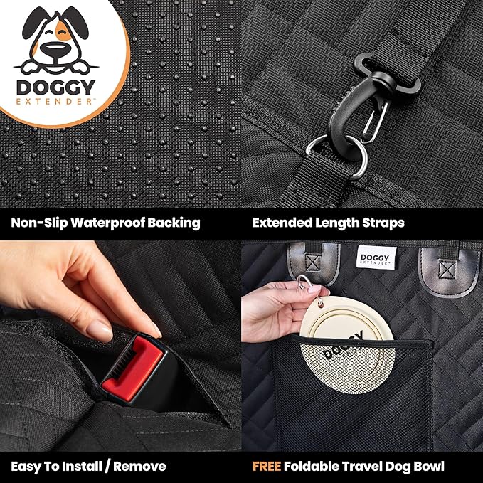 Premium Truck Dog Seat Cover, Extra Strength Honeycomb Hard Bottom Holds 400lbs, Dog Back Seat Extender, Waterproof, Anti-Scratch, Safer, Back Seat Pet Cover for Dogs Upgraded 2025 Materials!