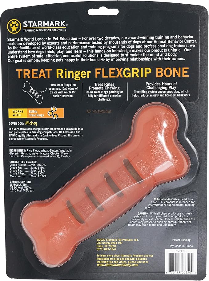 Starmark Treat Ringer FlexGrip Bone Large,Red