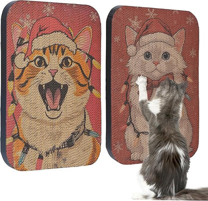 2 Packs Art Cat Wall-Mountable Scratching Board 16.7x11x1 Inch Cat Wall Scratch Pad and Scratcher for Indoor Cats Furniture Protector (Storybook Cat)