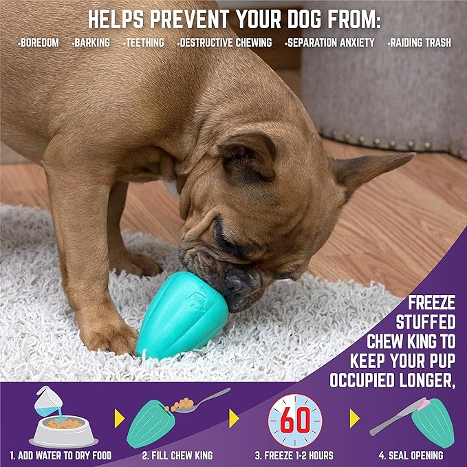 Chew King by Mammoth Dog Box Medium- Durable Fetch Balls, Treater and Chewing Toy Collection, Teal (CM-10099-CS01)