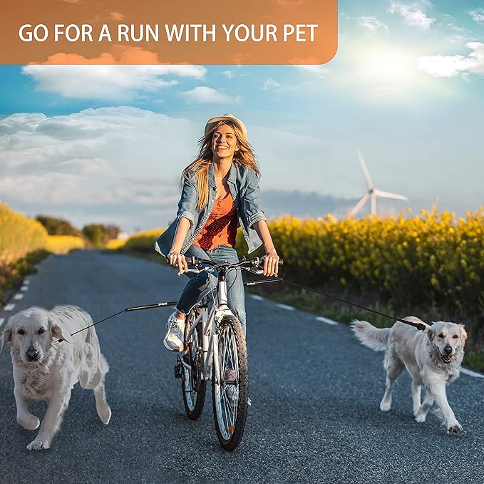 Dog Bike Leash -Dog Hands Free Leas | Attachment | Bike Leash Attachment | with Quick Connect Mechanism | Safety Fit for Outdoor | Easy to Installation and Removal,2Years Warranty Black