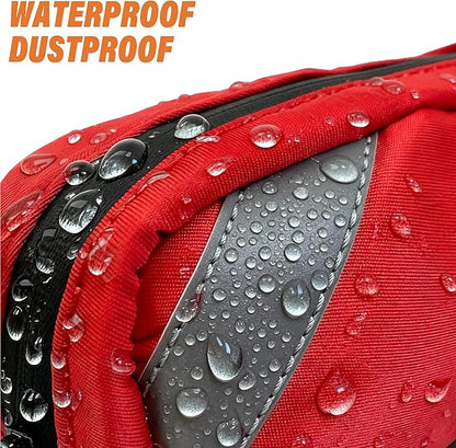 Hands Free Dog Leash with Waterproof Pouch, Adjustment Bungee Leash with Dual Soft Padded Handles for Hiking, Walking, Jogging and Running Your Dogs(Red)