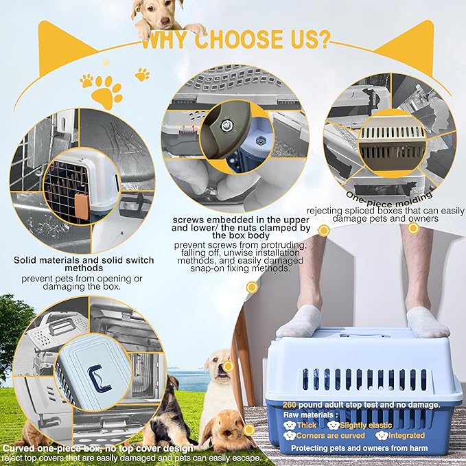 LLGJ-Pets Spree Travel Pet Carrier Dog/cat Hard-Sided Carriers for Pets up to 14 Pounds Small Animal Carrier Airline/Road Travel Approved Stout (Coffee)