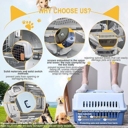 LLGJ-Pets Carrier, Kennel, 23 In. Long, Hard-Sided, for Dog/Cat up to 20 lbs, Suit for Airline/Road Travel (Coffee)
