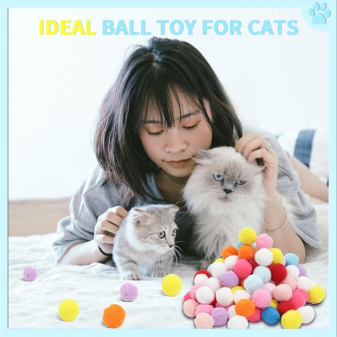 24 Pcs Colorful Pet Balls, Soft Plush Balls, Cat's Favorite Toy Ball, Interactive Cat Toy.