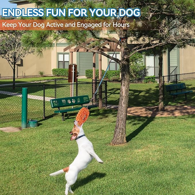 ALL FOR PAWS Dog Bungee Tug Toy, Outdoor Hanging Bungee from Tree for Chase & Tug Fun, Interactive Tug-of-War Toy for Small and Medium Dogs, Bungee Cord with Dog Rope Toy & Soft Chew Toy