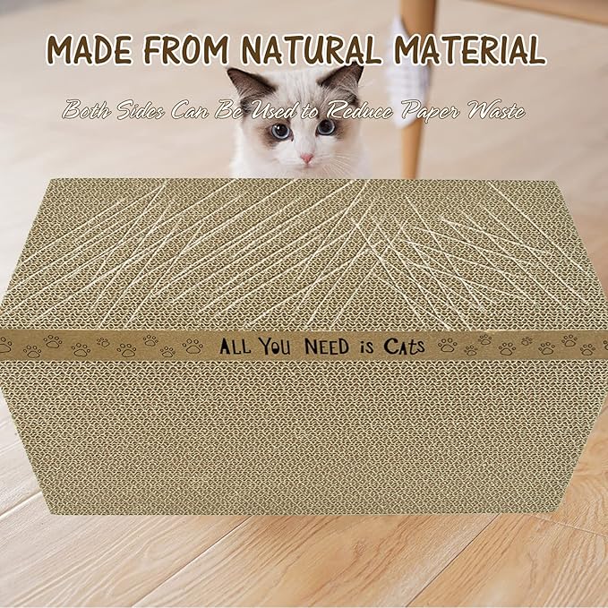 AccEncyc Cardboard Cat Scratcher Pads Cat Scratching Board for Indoor 16.5”Lx8.3”Wx1”H Dual-Side Corrugated Cats Scratching Post Reusable Cats Supplies - 6 Pack