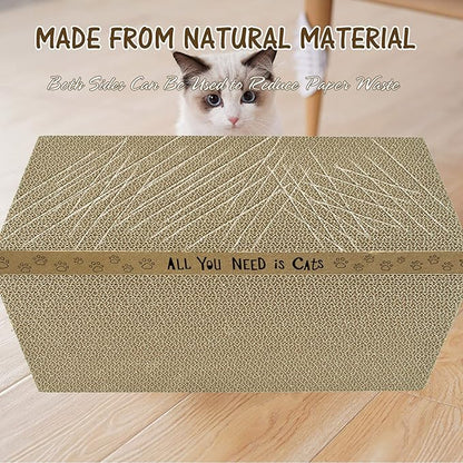 AccEncyc Cardboard Cat Scratcher Pads Cat Scratching Board for Indoor 16.5”Lx8.3”Wx1”H Dual-Side Corrugated Cats Scratching Post Reusable Cats Supplies - 6 Pack