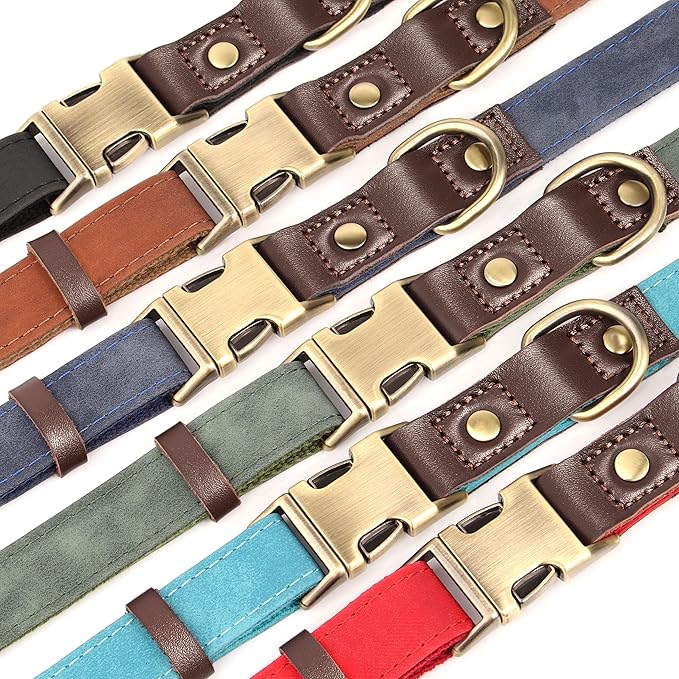 Didog Soft PU Leather Dog Collars for Small Dogs,Classic Adjustable Dog Collars with Quick Release Metal Buckle,Easy Clean and Comfortable with Nylon Lining,Pink,S Neck 11-15"